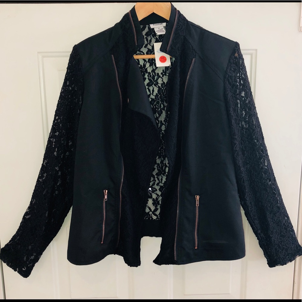 Sexy lace zipper blazer